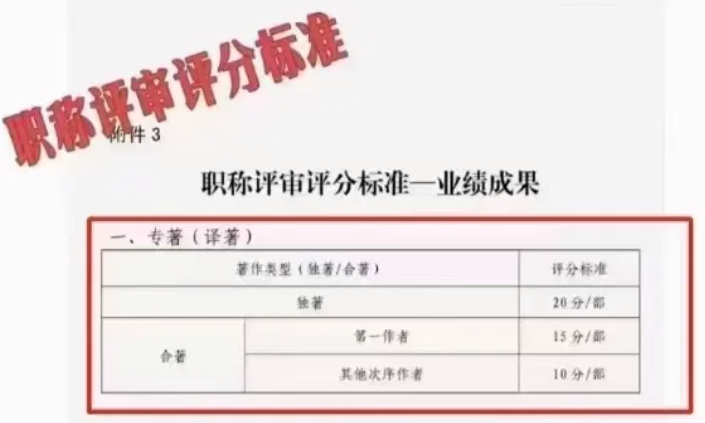 獨著評職稱加分